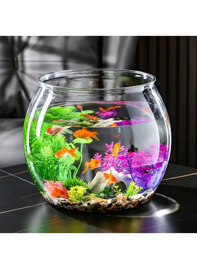 حوض أسماك ذهبية بلاستيكي دائري شفاف، حوض أسماك صغير، حوض سلاحف، زينة مكتبية - Image 5