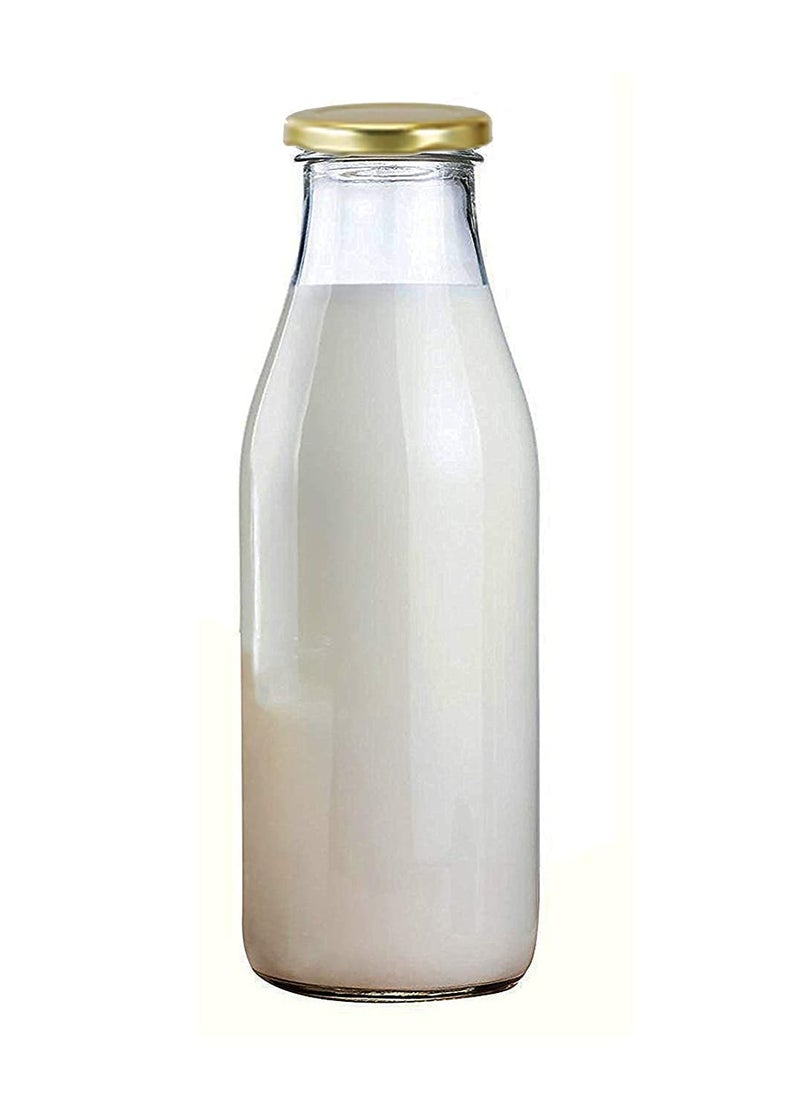 RADHIKA STORE RADHIKA STORE Glass Milk bottle 500 ml for watermilkJuice with rust proof air tight Gold cap set of 2 Useful for containers for kitchen storage at home office hotel restaurant Multicolor - Image 3