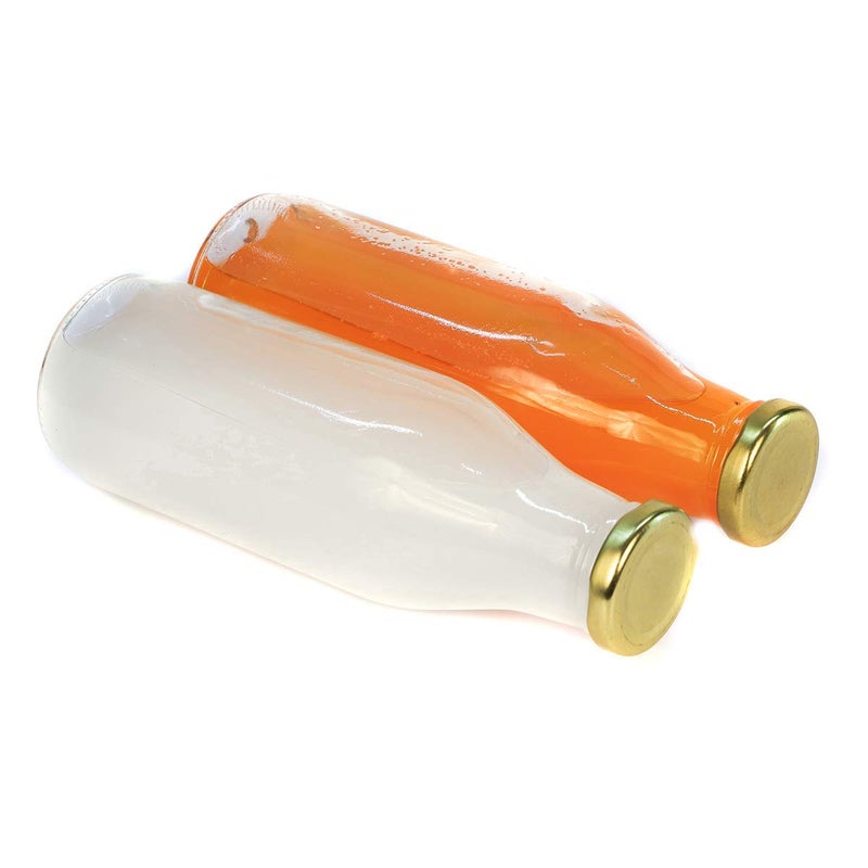 RADHIKA STORE RADHIKA STORE Glass Milk bottle 500 ml for watermilkJuice with rust proof air tight Gold cap set of 2 Useful for containers for kitchen storage at home office hotel restaurant Multicolor - Image 4