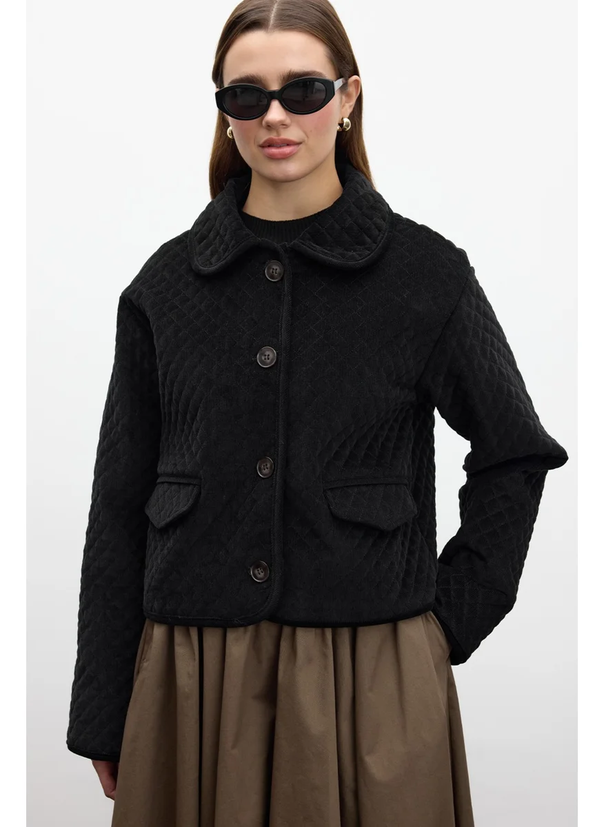Manuka Quilted Velvet Jacket Black
