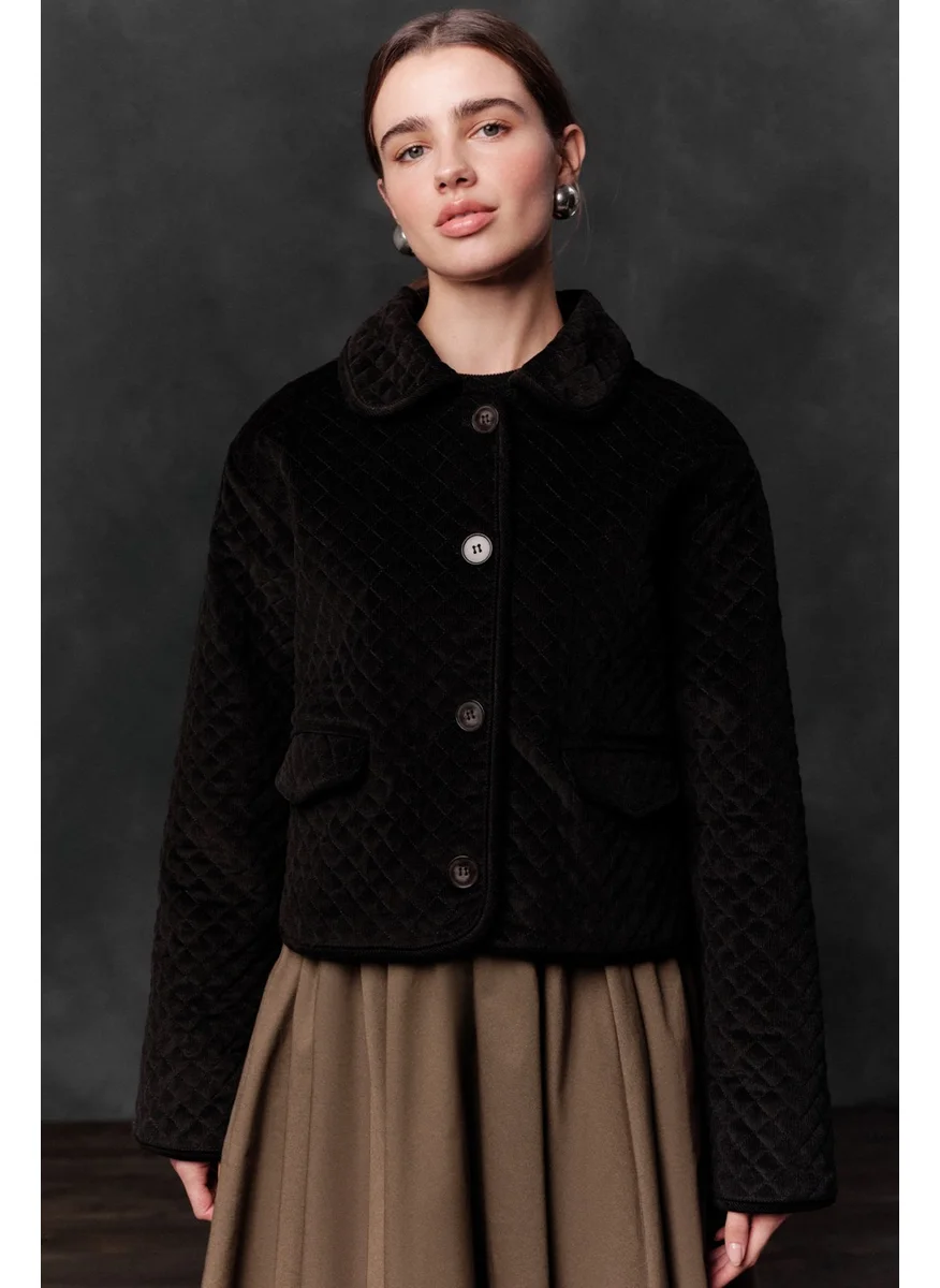 Manuka Quilted Velvet Jacket Black