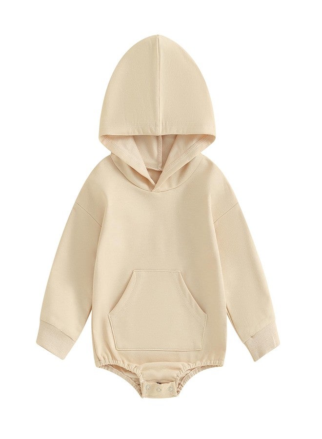 PMIYS Baby Boys Hooded Rompers Long Sleeve Newborn Girls Casual Clothes (04 Beige, 3-6 Months) - Image 1