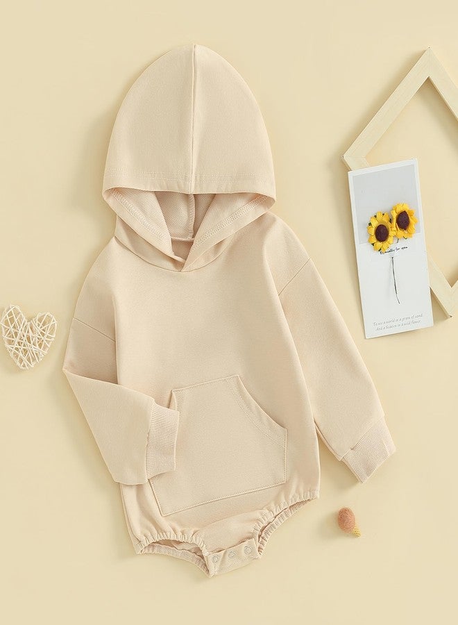 PMIYS Baby Boys Hooded Rompers Long Sleeve Newborn Girls Casual Clothes (04 Beige, 3-6 Months) - Image 2