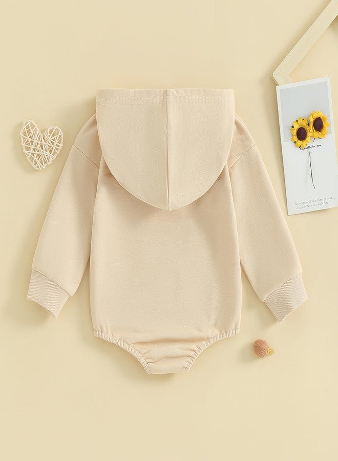 PMIYS Baby Boys Hooded Rompers Long Sleeve Newborn Girls Casual Clothes (04 Beige, 3-6 Months) - Image 3