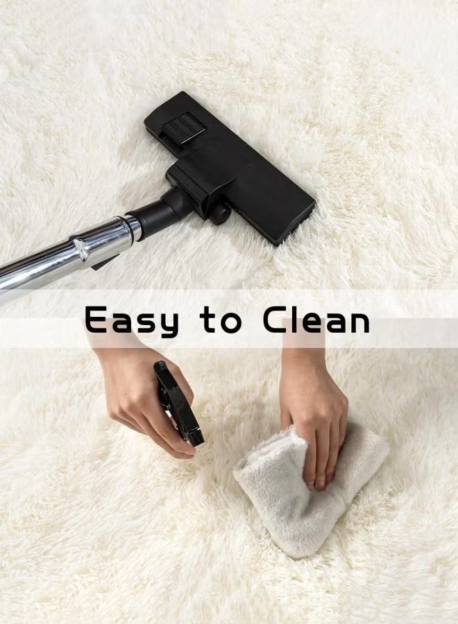 Optico Cream White Fluffy Shag Rug for Bedroom, Machine Washable Soft Shaggy Fuzzy Small Area Rugs for Living Room,Cute Furry Plush Kids Rugs Nursery Dorm Boys Girls Bed Room Carpets - Image 5