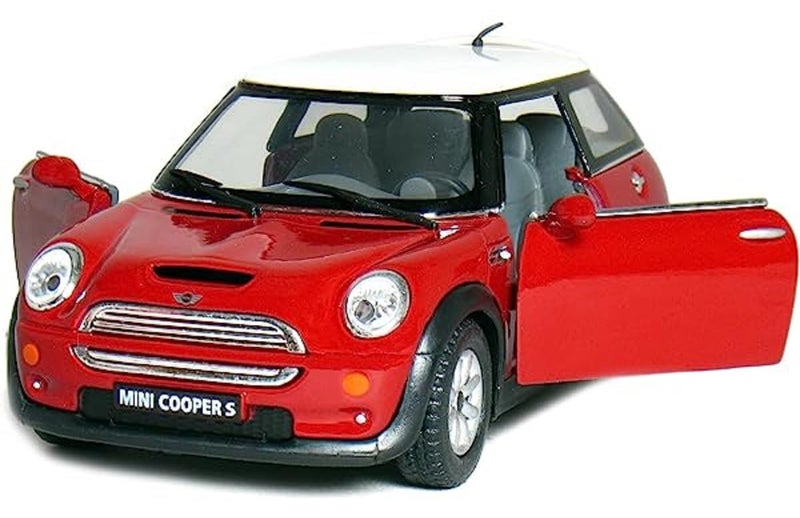 KiNSMART - Mini Cooper S 5" 1:28 Scale Die Cast Metal Model Toy Car (Red)