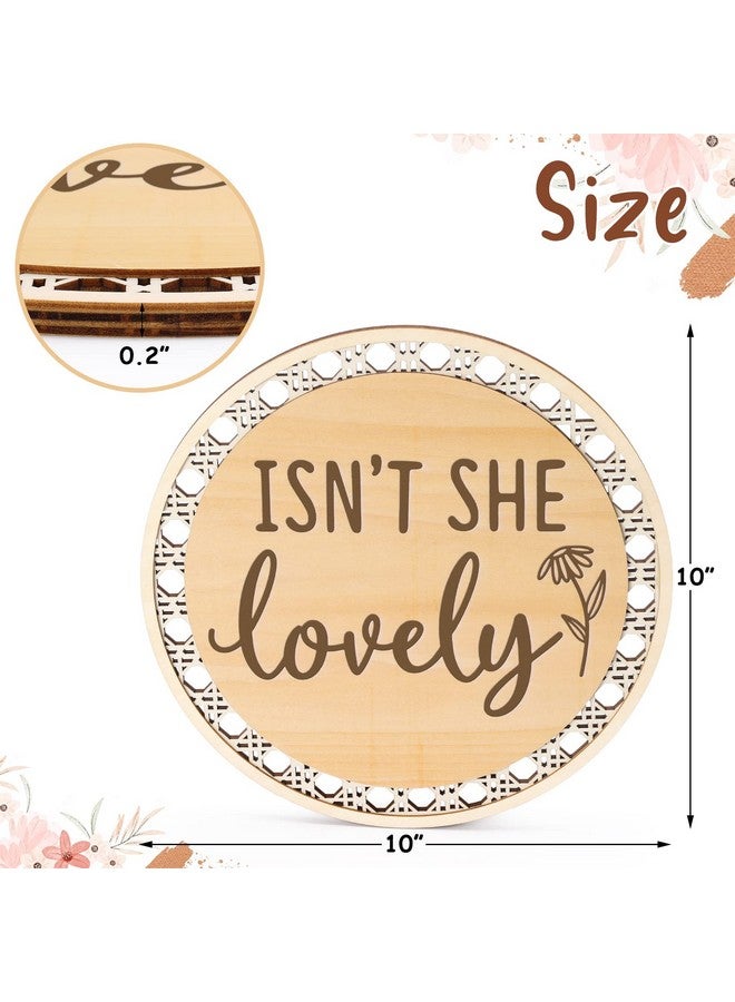 Huray Rayho Isn' T She Lovely Wooden Sign Little Girl Decor Boho Girls Room Wall Art Round Ratten Style Shelf Decor Set Of 1 10 Inches Housewarming Baby Gift  - Image 2