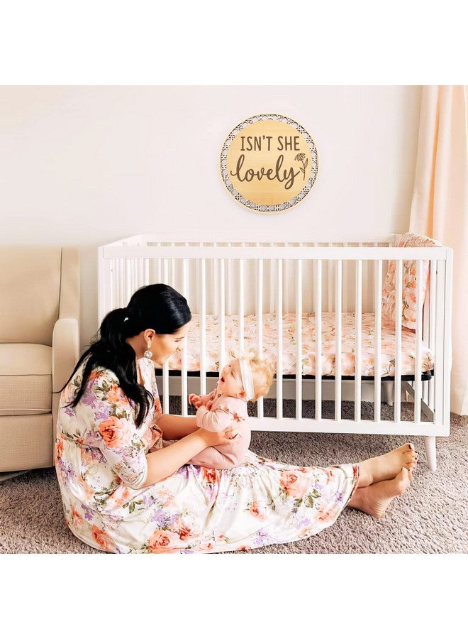 Huray Rayho Isn' T She Lovely Wooden Sign Little Girl Decor Boho Girls Room Wall Art Round Ratten Style Shelf Decor Set Of 1 10 Inches Housewarming Baby Gift  - Image 4