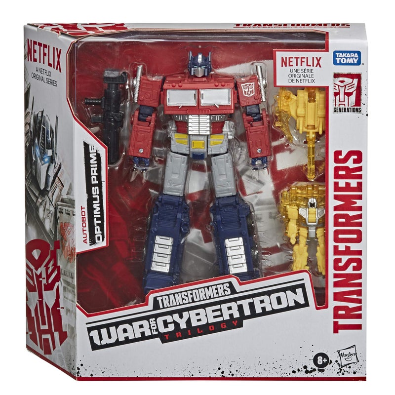 Transformers Netflix War for Cybertron Trilogy Voyager Class Optimus Prime Battle 3-Pack with Enerax and Sheeldron - Image 2