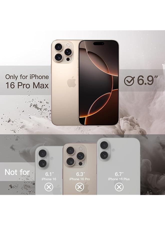 جي تيك جراب مغناطيسي لهاتف Iphone 16 Pro Max مقاس 6.9 بوصة متوافق مع Magsafe غطاء ممتص للصدمات للهاتف بلون سادة غير لامع إطار TPU مضاد للخدش ظهر شفاف من التيتانيوم الصحراوي - Image 2