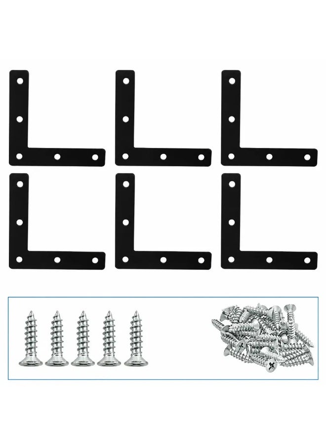 10 Pcs 3 x 3 Inch (80x80mm) Iron L Bracket Corner Brace with Screws, Metal Flat Right Angle Support - Image 4