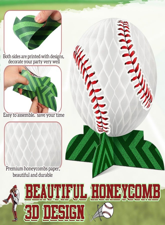 Containlol 9 Pcs Baseball Party Decorations Baseball Table Honeycomb Centerpieces Table Toppers for Sports Themed Birthday Party Supplies - Image 3
