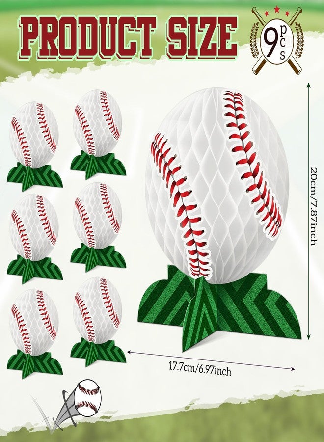 Containlol 9 Pcs Baseball Party Decorations Baseball Table Honeycomb Centerpieces Table Toppers for Sports Themed Birthday Party Supplies - Image 2