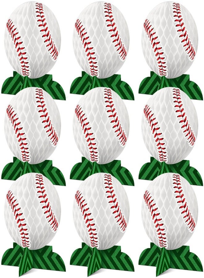 Containlol 9 Pcs Baseball Party Decorations Baseball Table Honeycomb Centerpieces Table Toppers for Sports Themed Birthday Party Supplies - Image 1