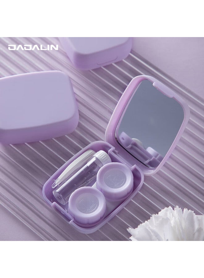 JAJALIN Jajalin Contact Lens Case, Simple Double-linked Companion Case, Cleaning And Care Case, Portable With Tweezers, Rounded Corners, Frosted Purple  - Image 2