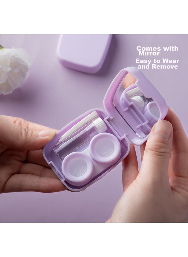 JAJALIN Jajalin Contact Lens Case, Simple Double-linked Companion Case, Cleaning And Care Case, Portable With Tweezers, Rounded Corners, Frosted Purple  - Image 3
