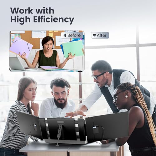 Teamgee 14" Laptop Screen Extender, FHD 1080P IPS Triple Portable Monitor for 13''-17" (Diagonal) Laptop, HDMI/USB-A/Type-C Plug & Play, Built-in Speakers & Adjustable Stand, for Mac/Wins/Android/Dex - Image 5