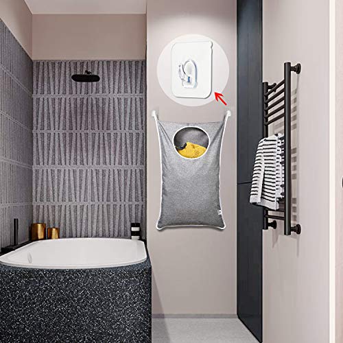 KEEPJOY Hanging Laundry Hamper Bag with 2 Different Types of Hooks, Size 20 x 30 Inch Door Laundry Hamper Storage Bag for Dirty Clothes, Blankets, and Toys (Grey, 1-Pack) - Image 2
