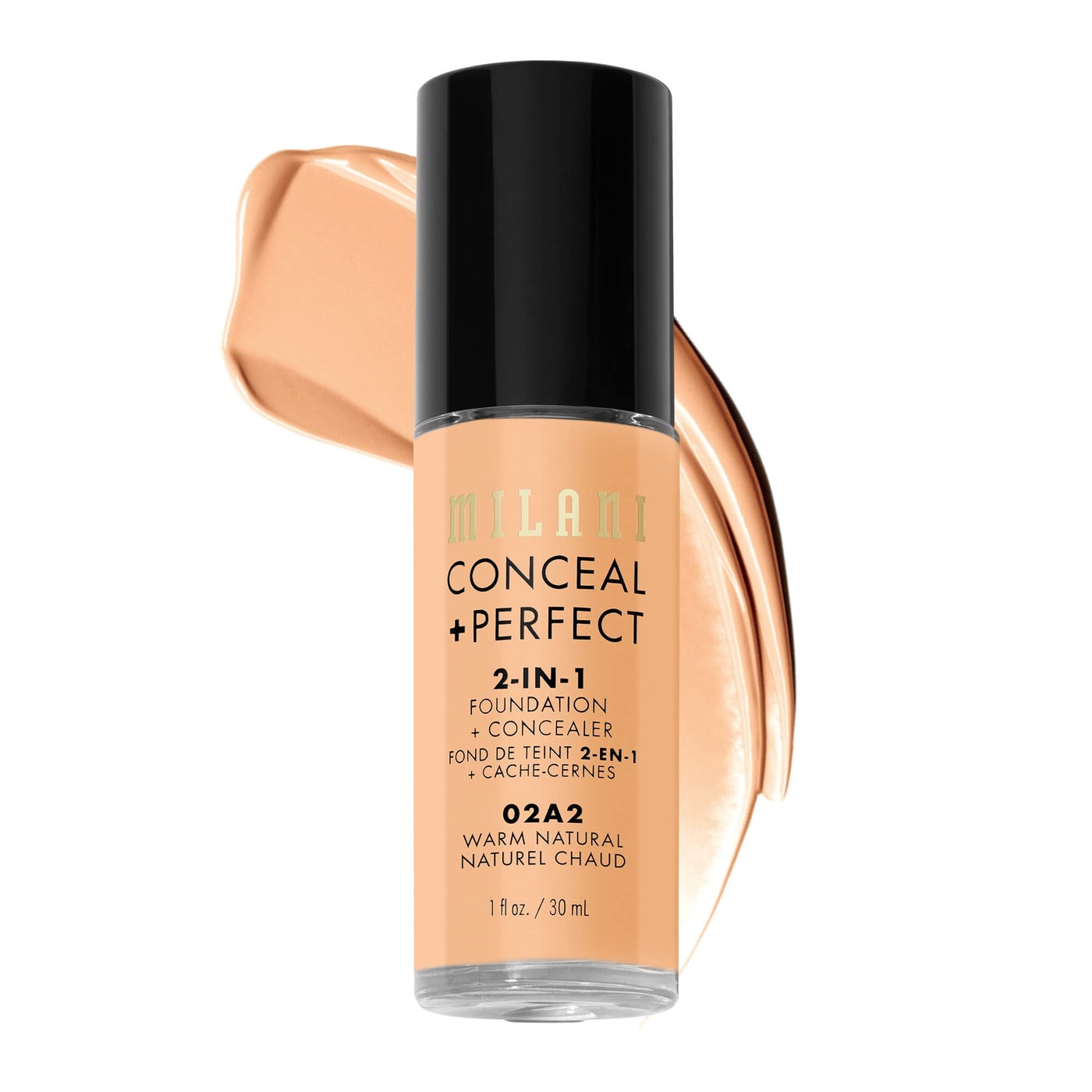 Milani Conceal + Perfect 2-in-1 Foundation + Concealer for a Flawless Complexion, Under Eye Corrector, Cover Redness and Imperfections, Waterproof and Sweatproof - Warm Porcelain