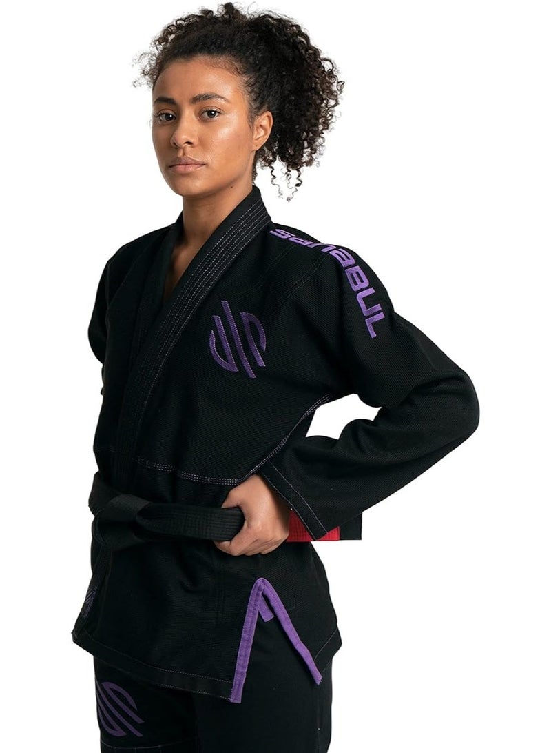 سنابول جي جيتسو برازيلية أساسي من سانابول للنساء - جي جيتسو برازيلية للنساء مع نسيج كيمونو خفيف الوزن مقاوم للانكماش - مقاس مريح وجي تدريب متين، أسود - Image 2