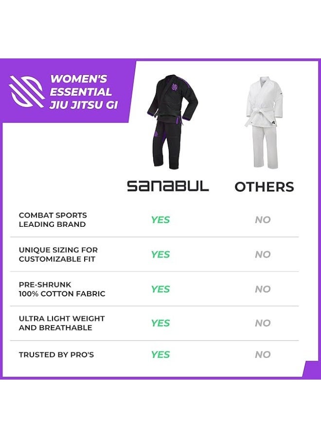 سنابول جي جيتسو برازيلية أساسي من سانابول للنساء - جي جيتسو برازيلية للنساء مع نسيج كيمونو خفيف الوزن مقاوم للانكماش - مقاس مريح وجي تدريب متين، أسود - Image 4