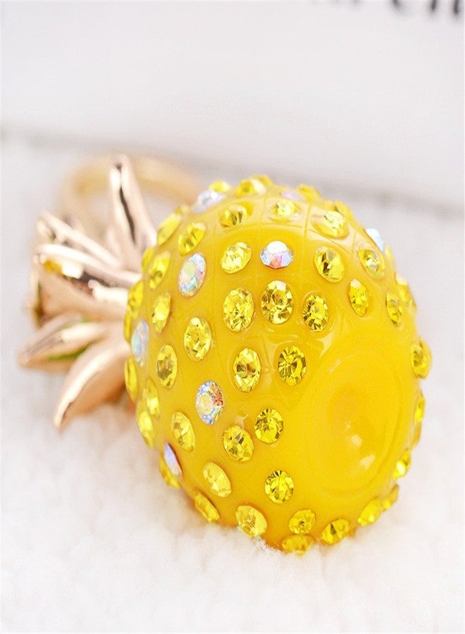 Bestdays Crystal Rhinestone Key Ring Keychain Charm (Pineapple-Yellow) - Image 3