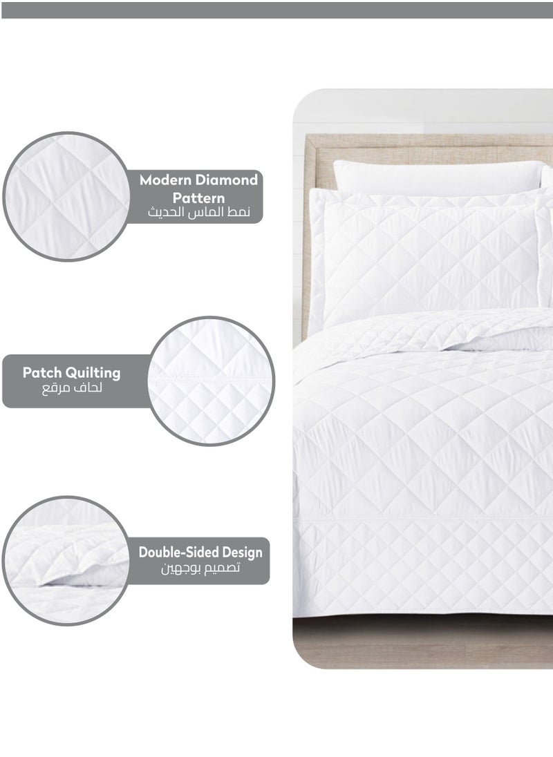 Donetella - Quilt Set 6-Pcs King Size Reversible Bedspread Coverlet Set Compressed Comforter Soft Bedding Cover With Matching Fitted Sheet Pillow Shams Pillow Cases Pearl White - Image 1
