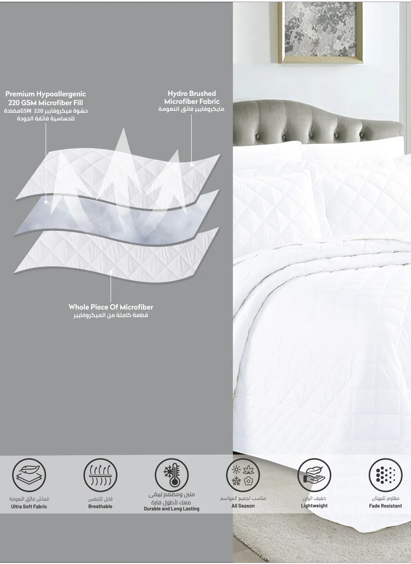 Donetella Quilt Set 6-Pcs King Size Reversible Bedspread Coverlet Set Compressed Comforter Soft Bedding Cover With Matching Fitted Sheet Pillow Shams Pillow Cases Pearl White