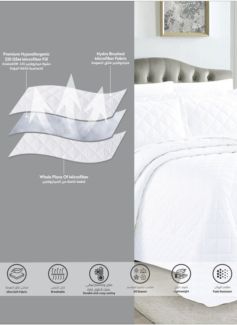 Donetella - Quilt Set 6-Pcs King Size Reversible Bedspread Coverlet Set Compressed Comforter Soft Bedding Cover With Matching Fitted Sheet Pillow Shams Pillow Cases Pearl White - Image 1