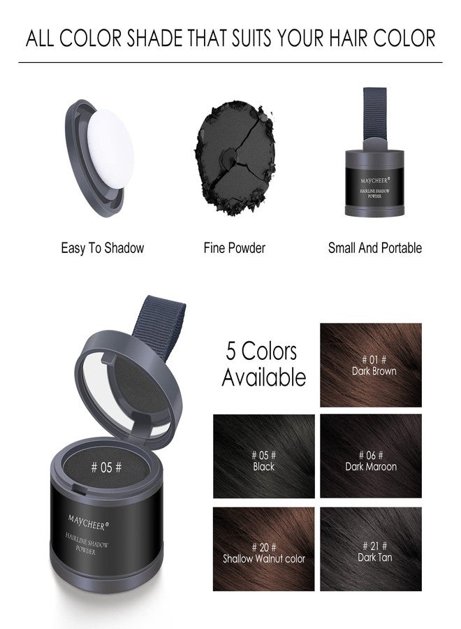 FREEORR 2Pcs Root Touch Up Hair Powder, Hairline Shadow Powder for Thinning Hair and Gray Coverage #05 Black - Image 5