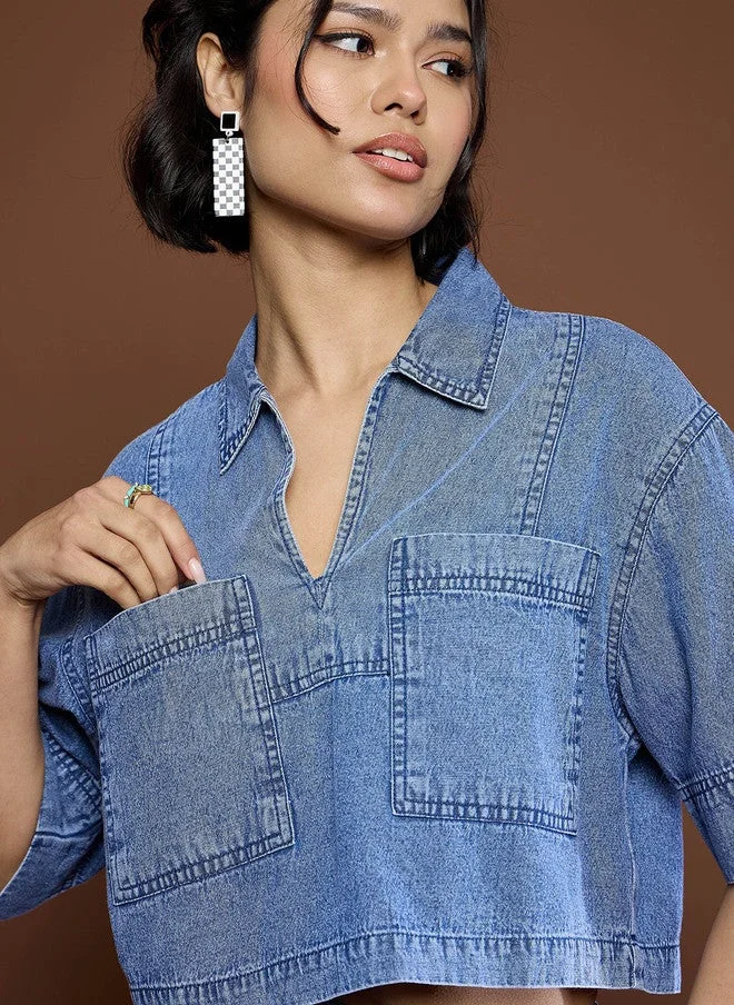 ساسافراس بلوزة قطنية قصيرة نسائية