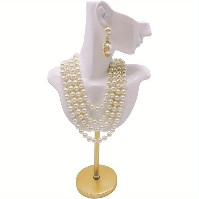 White Jewelry Display Bust Mannequin Stand For Necklace Earring Holder Showcase Home Gift Rack - Image 1
