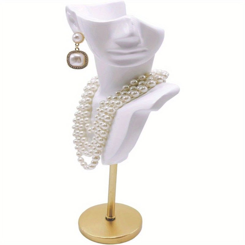 White Jewelry Display Bust Mannequin Stand For Necklace Earring Holder Showcase Home Gift Rack - Image 4