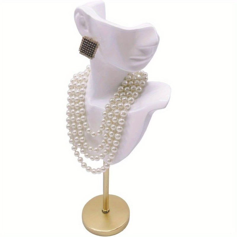 White Jewelry Display Bust Mannequin Stand For Necklace Earring Holder Showcase Home Gift Rack - Image 3