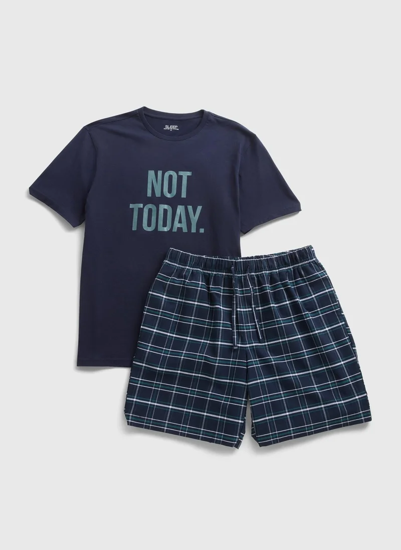 Matalan Navy Not Today Short Pyjama Set