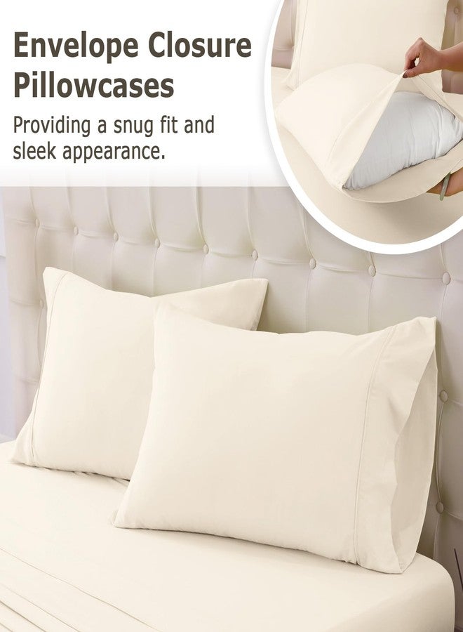 Homilay King Size Bed Sheet Set - 4 Piece Soft Microfiber Sheets with Deep Pockets, Cooling Technology, and Wrinkle-Free Pillowcase. Hotel-Quality, Durable Bedding, Cream - Image 5