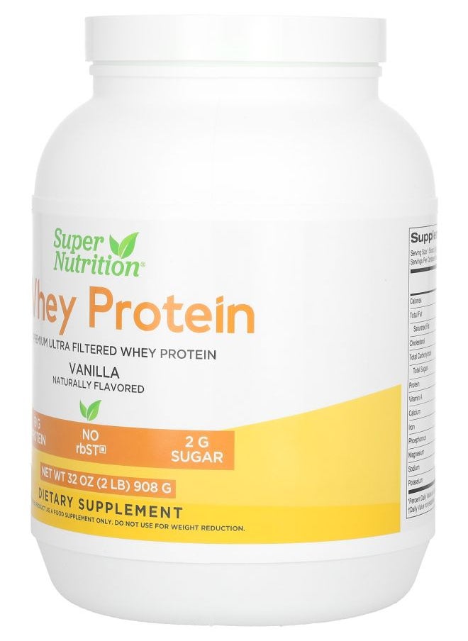 Super Nutrition Ultra Filtered Whey Protein Powder with Stevia Leaf Extract Monk Fruit Extract Sunflower Lecithin. Non-GMO and rbST Free Vanilla 2 lb (908 g)  - Image 2