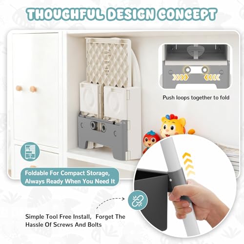 Zenvory Baby High Chair 3 in 1 High Chairs for Babies and Toddlers Bear Toddler Chair Adjustable Height Highchair with Bib and Storage Bag for Baby Convenient Comfortable Feeding（Grey） - Image 5