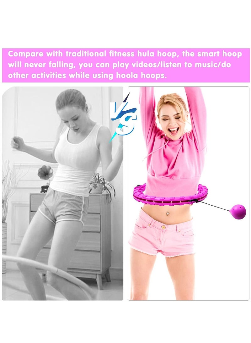 SYOSI Smart Hula Ring Hoops, Weighted Hula Hoop for Adults, 24 Knots Detachable & Size Adjustable Smart Hoola Hoop with Auto Rotation and 360-degree Massage, Thin Waist Exercise Fitness Ring  - Image 5
