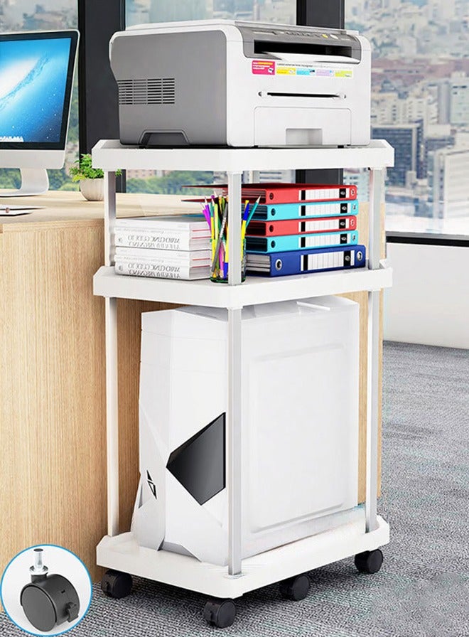 والالا حامل طابعة ثلاثي الطبقات، طاولة طابعة، عربة كمبيوتر، عربة تخزين منزلية متحركة، رف متعدد الأغراض قائم على الأرض، حامل كمبيوتر برجي، عربة كمبيوتر، طاولة حامل كمبيوتر بعجلات - Image 1