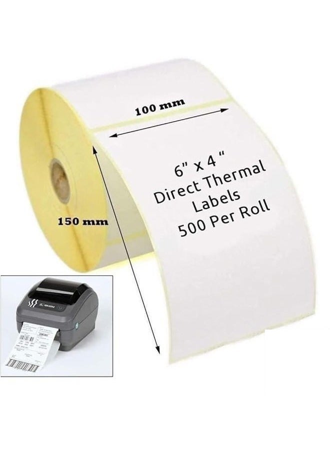 Generic Roll of 500 thermal sticker papers for thermal printers (policy printers),Shipping Label Paper Roll - 500 Thermal Stickers for Thermal Printers 10x15 CM - 4x6 inch A6 (Postal Printers) Compatible with All Shipping Companies - Image 2