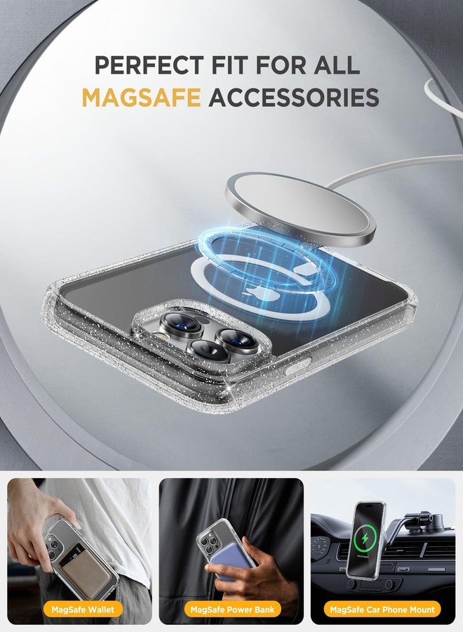 Miracase Magnetic for iPhone 12 Pro Max Case [Compatible with MagSafe] Full-Body Phone case with Built-in Glass Screen Protector& Camera Protector, Military Drop Proof 12 Pro Max Cover, Clear Glitter - Image 5