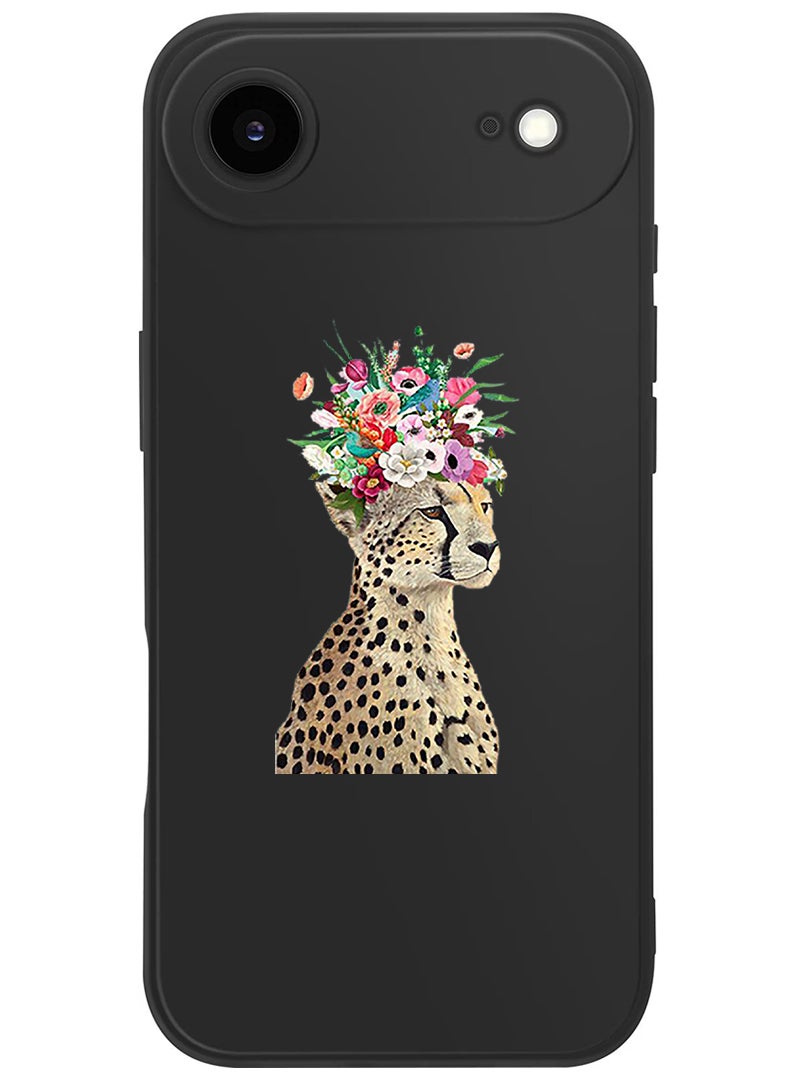 Theodor Protective Slim Fit Case Liquid Silicone Cover with Full Body Protection Anti-Scratch Shockproof Case For Apple iPhone 17 Air (Black) Cheetah Flower - Image 1
