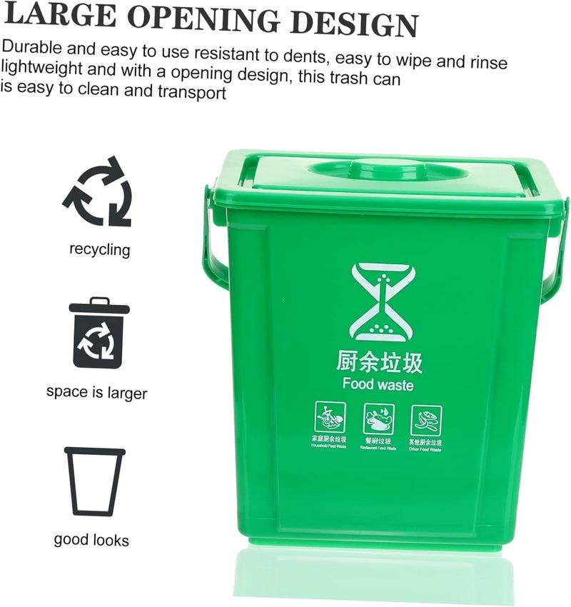 Garneck Kitchen Compost Bin with Lid Portable Food Waste Bucket Odor Blocking Compost Pail Sturdy Plastic Garbage Container with Handle for Indoor Waste Sorting - Image 3