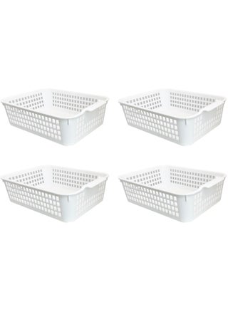 FCG Home - 4 Pack - White Basket Tray Kitchen Pantry Cupboard Storage Organizer Box Bin (Large) - pzsku/ZA5D2B21C763BA17B7C62Z/45/_/1651156795/607f2455-0ffa-4fd3-ad4c-1baab0eebaa7
