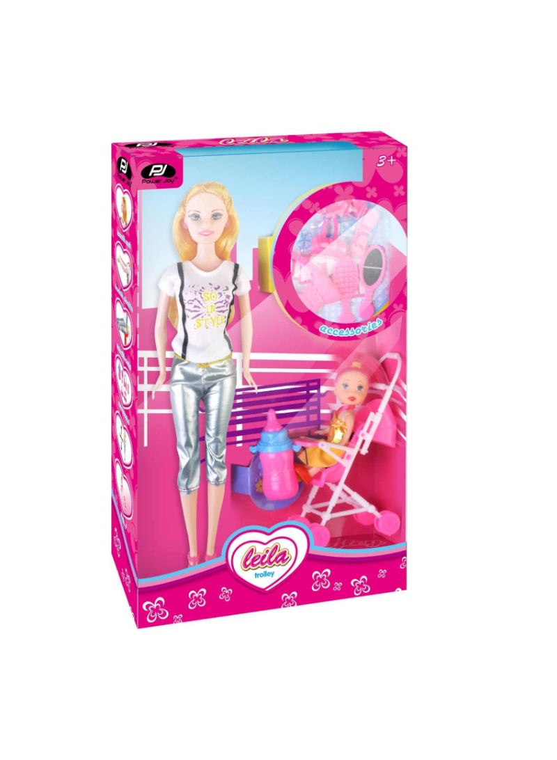 Power Joy Leila Trolley Fashion Doll Multicolour Pack of 9