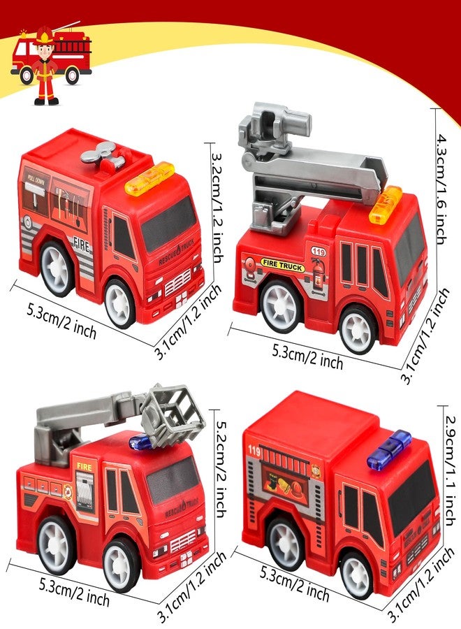 Conagel 36 Pcs 4 Styles Mini Pullback Fire Truck Toy Small Pull Back Firetrucks Toy Bulk Plastic Firetruck and Fireman Toy Set for Kids Firefighter Birthday Party Supplies - Image 2