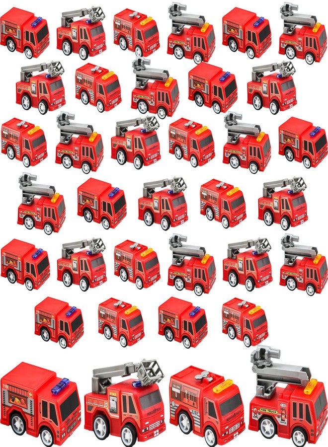 Conagel 36 Pcs 4 Styles Mini Pullback Fire Truck Toy Small Pull Back Firetrucks Toy Bulk Plastic Firetruck and Fireman Toy Set for Kids Firefighter Birthday Party Supplies - Image 1
