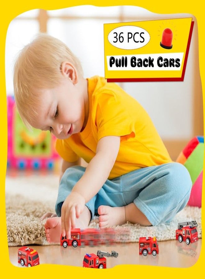 Conagel 36 Pcs 4 Styles Mini Pullback Fire Truck Toy Small Pull Back Firetrucks Toy Bulk Plastic Firetruck and Fireman Toy Set for Kids Firefighter Birthday Party Supplies - Image 3