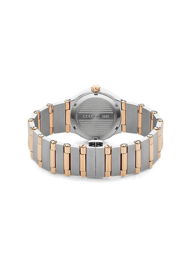 CERRUTI 1881 Women's Round Shape Stainless Steel Band Analog Wrist Watch 34 mm - Brown Dial - CIWLK2225401